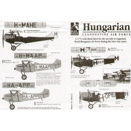 Decals Hungarian Clandestine Air Force (5) UFAG UC.1 HEC-5 Phonix C.1 H-OP-15 Hansa Brandenburg B1 H-MAHE Fiat CR.20 H-MAAP HA-A