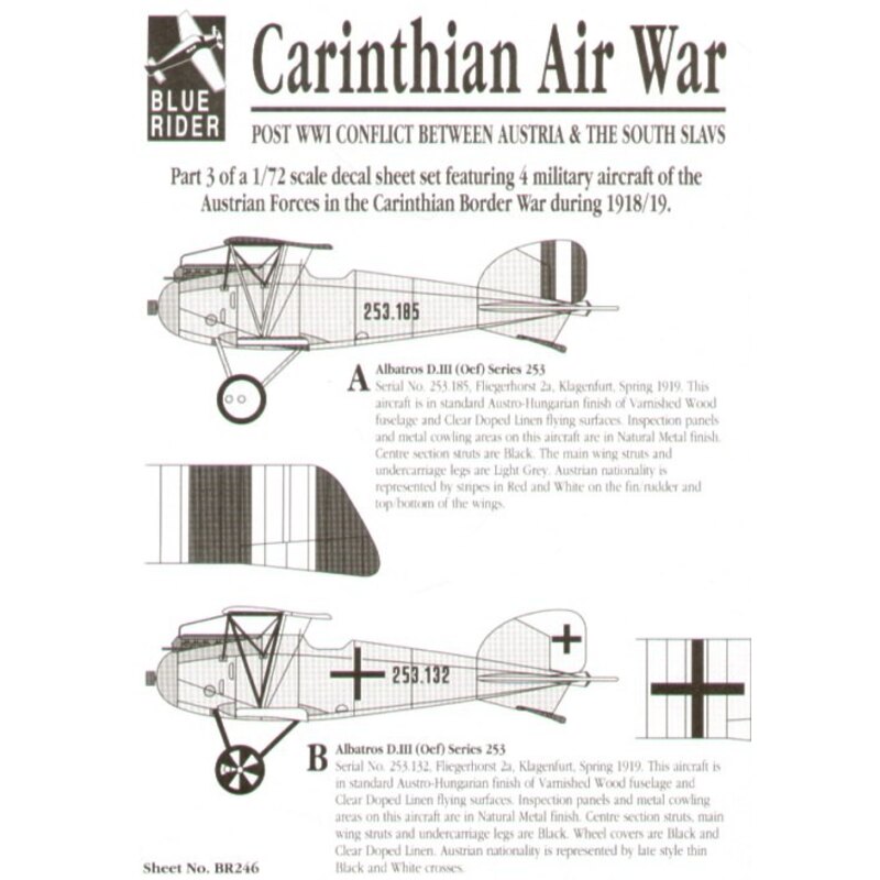 Carinthian Border War 1918/19 Pt 3 (2) Albatros D.III (2) Hansa Brandenburg C1.