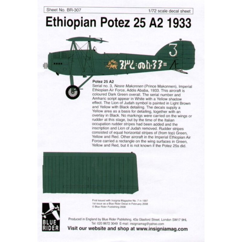 Ethiopian Potez 25 A2 1933 Addis Abba 1933