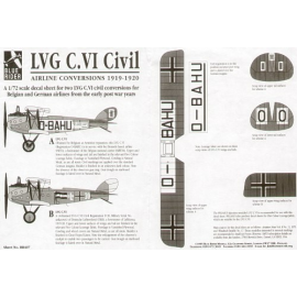 Decals LVG C.VI Civil 191-20. O-BAHU Belgian SNETA No 30 DLR (forerunner of Lufthansa 