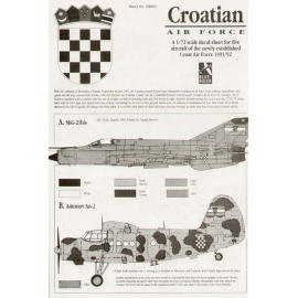 Decals Croatian Air Force 1991/92 (5) Mikoyan MiG-21bis Antonov An-2 Colt UTVA-75 