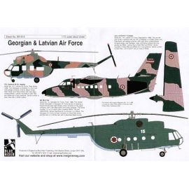 Decals Georgian and Latvian Air Force (3) Let L-410 Turbojet 1998 Mil Mi-2U Hiplite 1998 Mil MI-8 Hip 