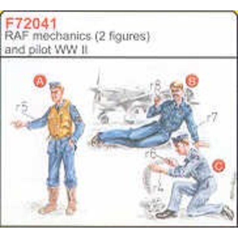 2 RAF Mechanics & Pilot WWII Figures