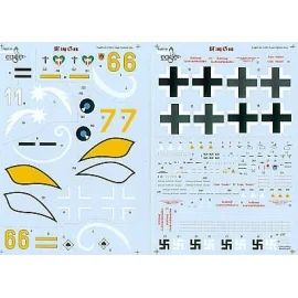 Messerschmitt Bf 109G-6 (4) Yellow 6 9./JG54 Fw Fritz UngarBlue band White 1 7./JG3 white comet Yellow 6 II./JG53 red band Yello