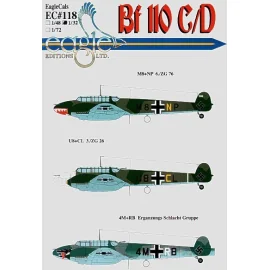 Messerschmitt Bf 110C/D Pt 2 (3) U8+CL 3./ZG26 with shark mouth M8+NP 6./ZG76 white nose both RLM 02/70/65 4M+RB Erganzungs Schl