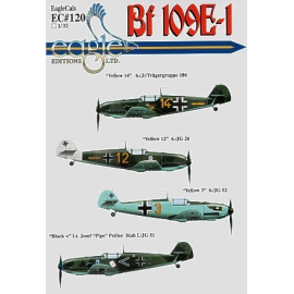 Decals Messerschmitt Bf 109E-1 Pt 1 (4) Yellow 14 6.(J)Tragergruppe 186 RLM 70/71/65 with Witch riding Broom badge 1939 Yellow 1