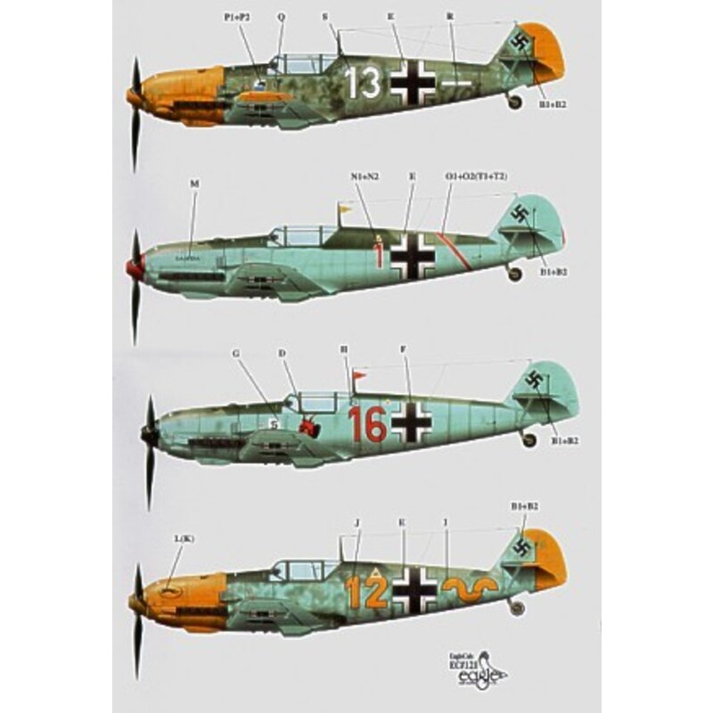 Messerschmitt Bf 109E-1 Pt 2 (4) White 13 4/JG77 Hptm Helmut Henz 1941 Red 1 2/JG27 Oblt Gert Framm 1940 Red 16 2/JG26 Oblt Frit