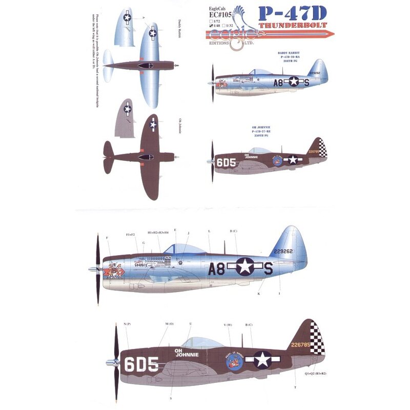 Republic P-47D Thunderbolt Pt 2 (2) 42-29262 A8-S 391st FS/366th FG Capt Neil Stanley `Daddy Rabbit′ 42-26785 No 605 Lt Raymond 