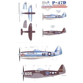 Decals Republic P-47D Thunderbolt Pt 2 (2) 42-29262 A8-S 391st FS/366th FG Capt Neil Stanley `Daddy Rabbit′ 42-26785 No 605 Lt R