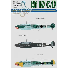 Messerschmitt Bf 110C/D Pt 3 (3) D5+KS 8./NJG 3 shark mouth M8+SP 6./ZG76 shark mouth yellow nose engine nacelles rudders. Both 