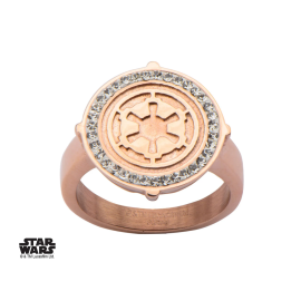 STAR WARS - Women's Stainless Steel Rose Gold Empire Symbol - Size 7 