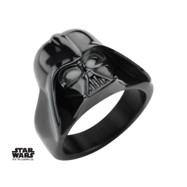 STAR WARS - Men's Stainless Steel Black 3D Darth Vader Ring - Size 12 