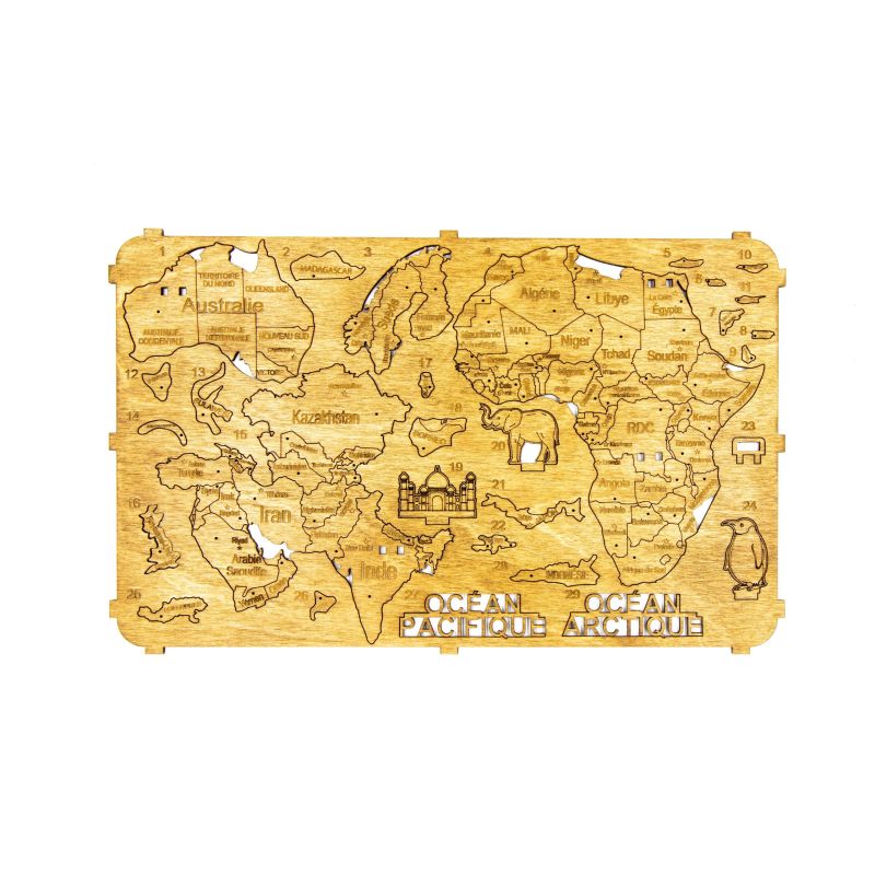 Dark 2D WOODEN WORLD MAP S