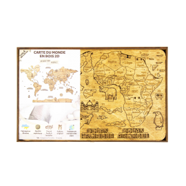 Dark 2D WOODEN WORLD MAP L