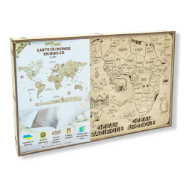 Clear 2D WOODEN WORLD MAP S