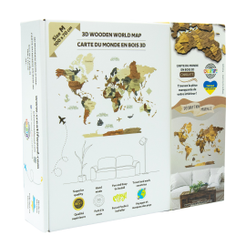 3D WOODEN WORLD MAP chocolate M