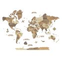 Dark 3D WOODEN WORLD MAP L