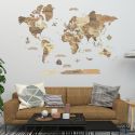 Dark 3D WOODEN WORLD MAP L