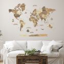 Dark 3D WOODEN WORLD MAP L