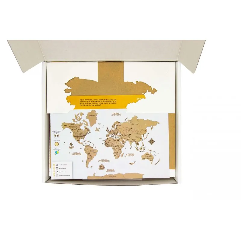 Clear 3D WOODEN WORLD MAP L