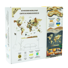 XL amber 3D WOODEN WORLD MAP