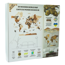 3D WOODEN WORLD MAP chocolate XL