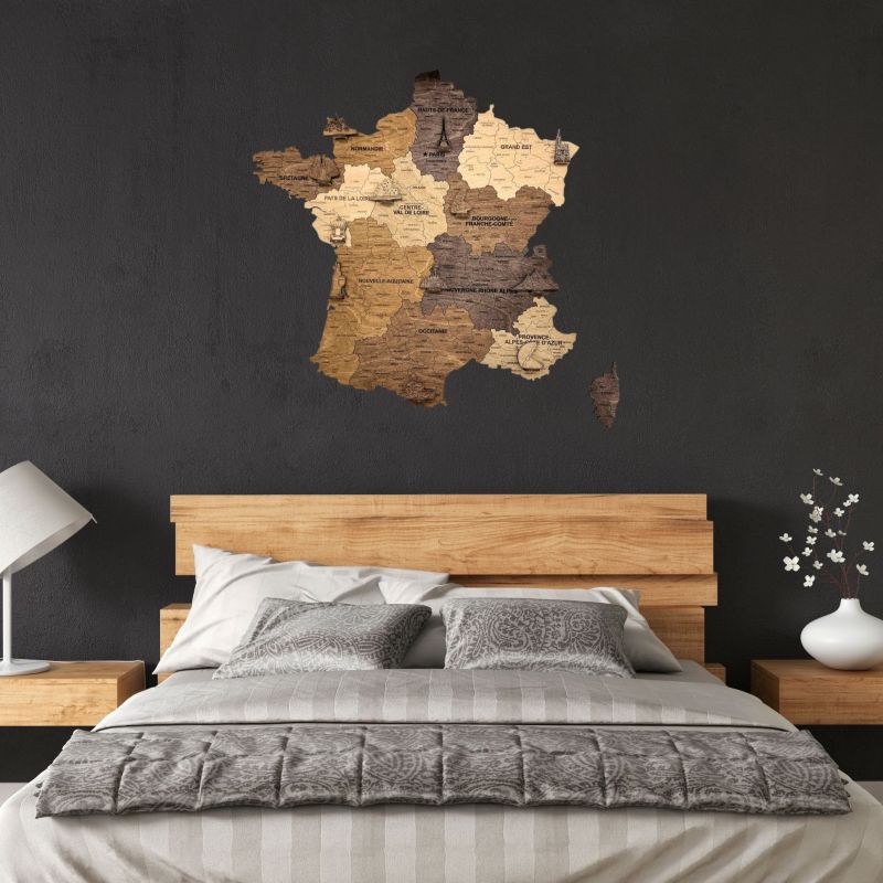 2D WOODEN FRANCE MAP Multicolor