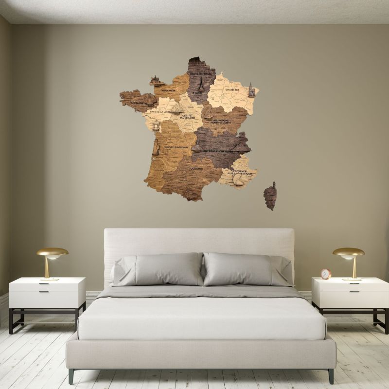 2D WOODEN FRANCE MAP Multicolor