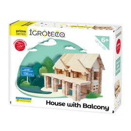 Wooden construction game House with Balcony 136 pieces