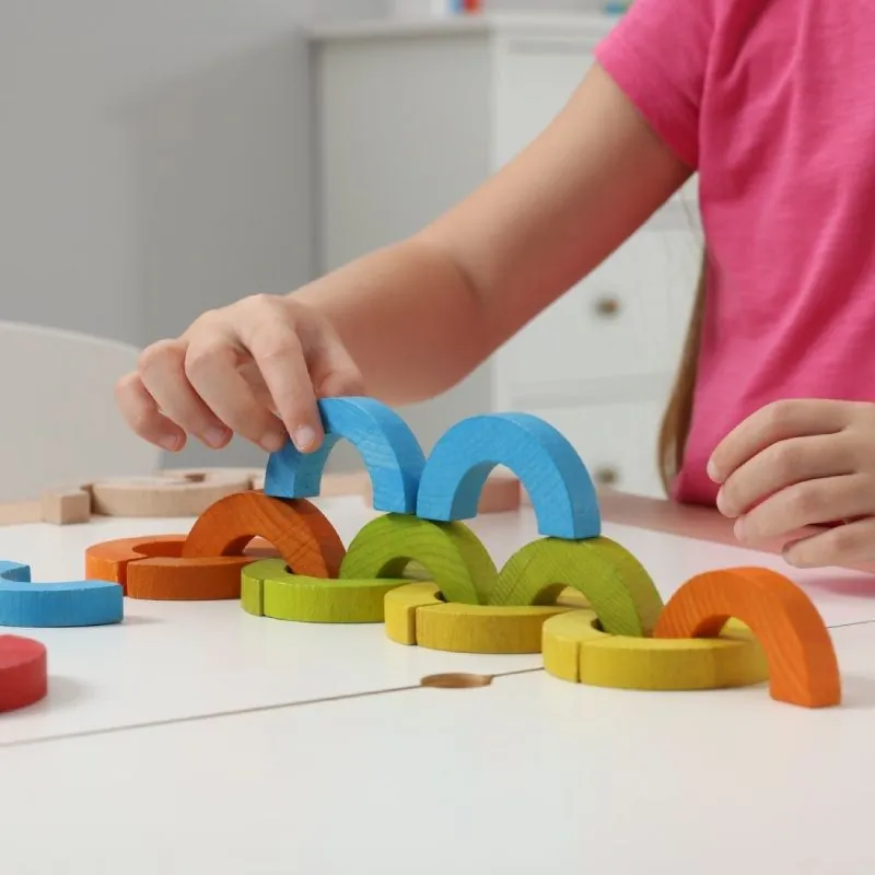 Balancing Rainbow Wooden Mosaics 24 pieces