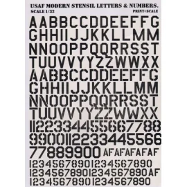 USAF modern stencil letters and numbers in Black