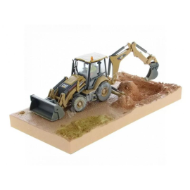 CATERPILLAR 420F2 BACKHOE LOADER DIRTED VERSION WITH FIGURINE Die cast 