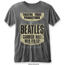 THE BEATLES - BurnOut Collar T-Shirt - Carnegie Hall - Men