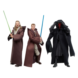 Star Wars Episode I Black Series pack of 3 figures Qui-Gon Jinn, Darth Maul, Obi-Wan Kenobi 15 cm