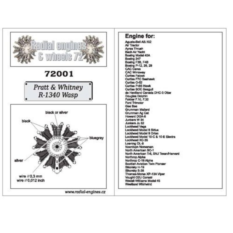 Pratt & Whitney R-1340 Wasp radial engine, As used on... Augusta-Bell AB102 Air Tractor Ayers Trush Bach Air Yacht Boeing Model 