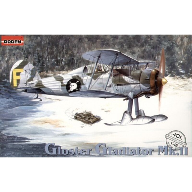 Gloster Gladiator Mk.II/J8. Includes both 2 and 3 blade propellers, skis and wheels. Decals Finland (GL-255 and GL-269) and the 