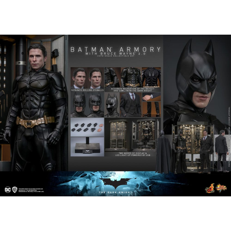 The Dark Knight statues and diorama Movie Masterpiece 1/6 Batman Armory with Bruce Wayne (2.0) 30 cm