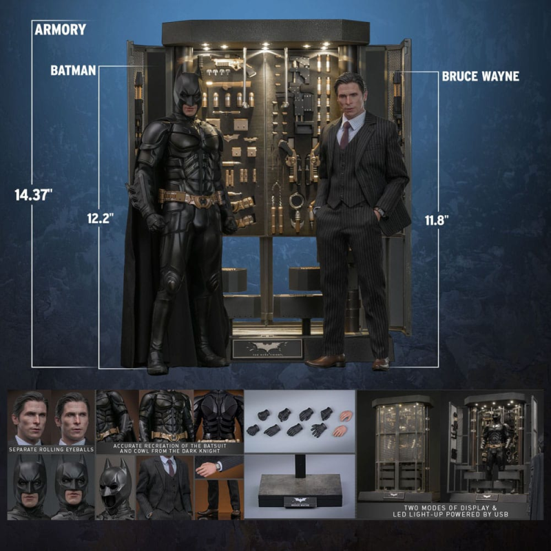 The Dark Knight statues and diorama Movie Masterpiece 1/6 Batman Armory with Bruce Wayne (2.0) 30 cm