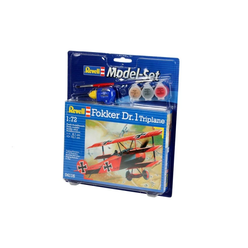 Fokker Triplane Dr.1 Set - box containing the model, paints, brush and glue