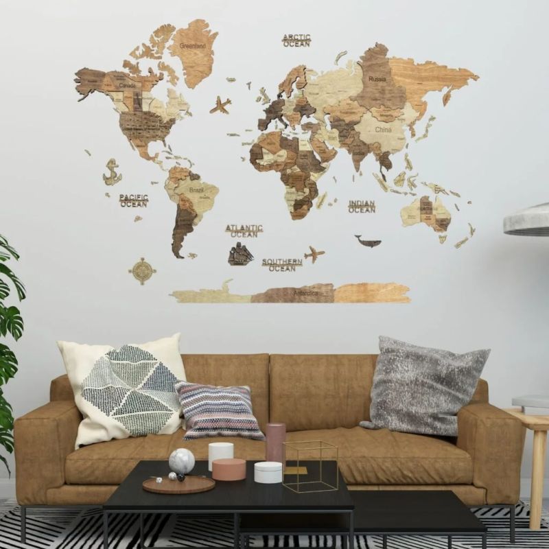 3D WOODEN WORLD MAP on M panel