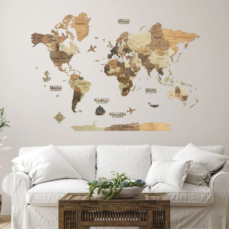 3D WOODEN WORLD MAP on M panel