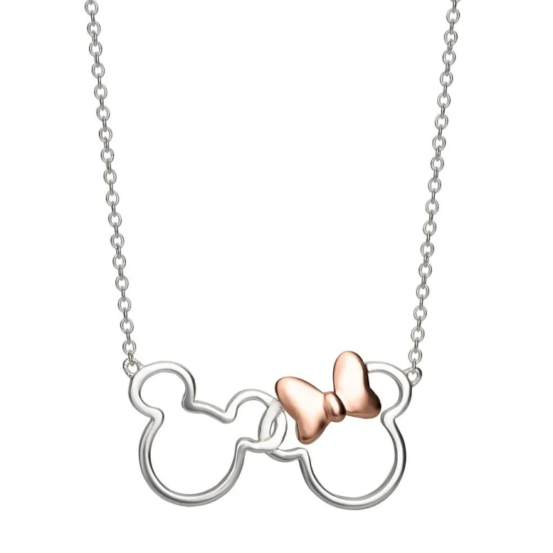 MICKEY & MINNIE - Silver & Rose Gold Plated Brass Necklace