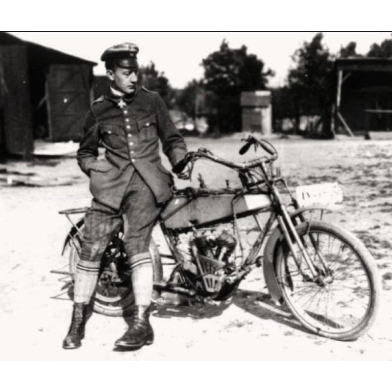 Copper State Models: 1/32; Werner Voss posing with a motorcycle