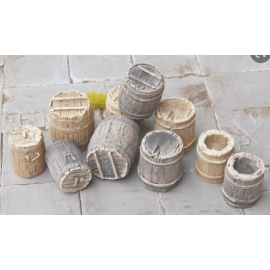 10 wooden barrels