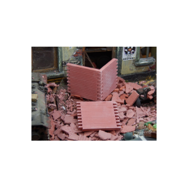 Set of 6 red brick wall segments with brick bag