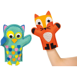 Kit of 2 Owl and fox puppets