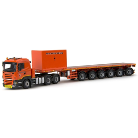 SCANIA R5 6x4 with semi-platform 6 axles ballast transport for crane with MICHELSEN container Die cast 