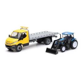 IVECO vehicle carrier truck with NEW HOLLAND T6.175 Die cast 