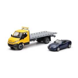 IVECO car carrier truck with blue MERCEDES SLK 350 Die cast 