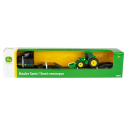 Black 6x4 truck with equipment carrier and JOHN DEERE tractor Diecast truck model